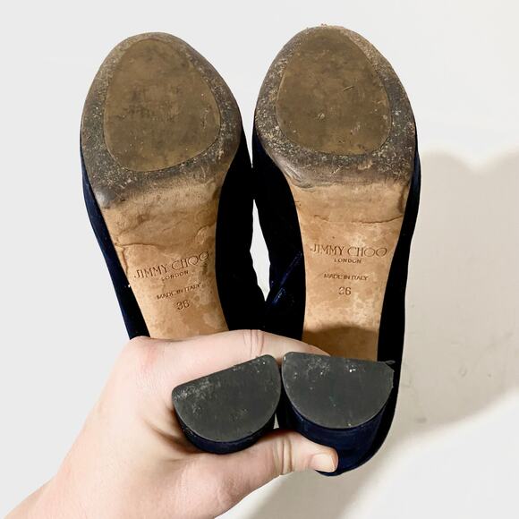 Jimmy Choo Deon Heeled Platform Ankle Boots Booties Heels Velvet Lace-Up sz 36 - Picture 12 of 15